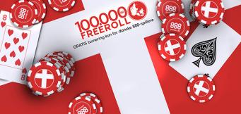 888poker.dk sætter 100.000 på spil i Den Store Danske Freeroll Turnering