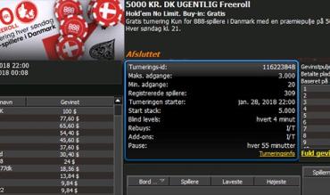 ChairmanDK vinder 5000 kr. freeroll turnering #13  hos 888poker.dk
