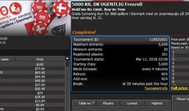 nira12af vinder 5000 kr. freeroll turnering #19 hos 888poker.dk